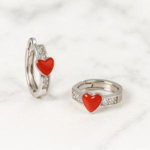 Arracadas con corazón rojo y circonias