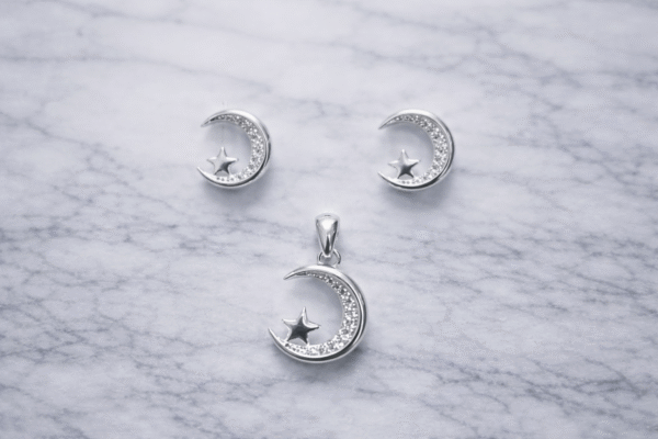 Juego lunas con circonias y estrellas